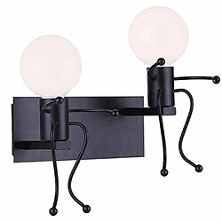 Stoex Créatifs Applique Murale Rétro Fer Vintage Lampe murale Moderne Métal Lampe Double Tête E27 pour Bar, Chambre à Coucher, Cuisine, Restaurant, Café, Couloir (Noir)