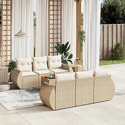 Maison Chic Salon de jardin avec coussins 7 pcs, Ensemble Tables et chaises de jardin, beige résine tressée -GKD138568