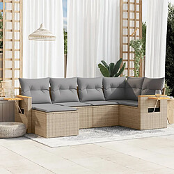 vidaXL Salon de jardin avec coussins 6 pcs beige résine tressée 