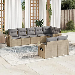 vidaXL Salon de jardin avec coussins 8 pcs beige résine tressée 