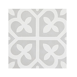 Pegane 4 Carreaux de ciment véritable 0,48m2 / Carreaux de ciment artisanaux pour sol et mur coloris gris et blanc - l.20 x L.20 cm