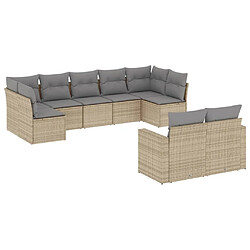 vidaXL Salon de jardin avec coussins 9 pcs beige résine tressée