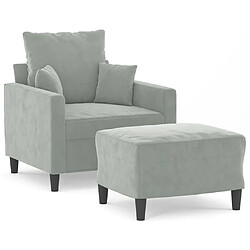 vidaXL Fauteuil avec repose-pied Gris clair 60 cm Velours