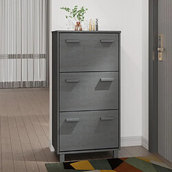 vidaXL Armoire à chaussures HAMAR Gris foncé 59,5x35x117 cm Pin massif 