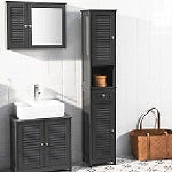 SoBuy FRG236-DG Meuble Rangement Salle de Bain Armoire Haute Meuble Colonne Placard de Rangement 