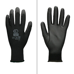 ECD Germany 4 Paires de Gants de Travail en PU - Taille 10-XL - Couleur Noir - Élastique - Protection Usages Multiples - pour Mécanicien Constructeurs Travail de Jardin Bricolage - Activités Montage