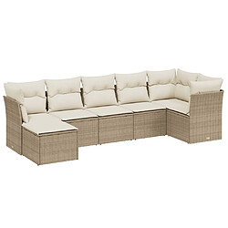 vidaXL Salon de jardin avec coussins 7 pcs beige résine tressée