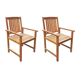 Maison Chic Lot de 2 Chaises de jardin,Fauteuil d'extérieur Bois d'acacia massif Marron -MN60026