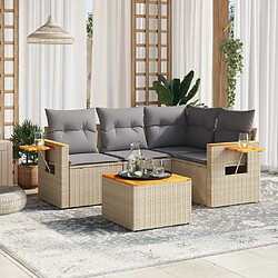 vidaXL Salon de jardin avec coussins 5 pcs beige résine tressée