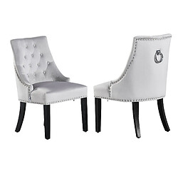 Life Interiors Lot de 2 chaises de salle à manger capitonnées en velours Windsor gris clair 