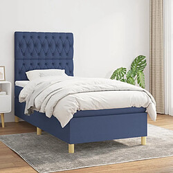 Maison Chic Lit Adulte - Lit simple Lit à sommier tapissier avec matelas moelleux - Meuble de Chambre - Bleu 90x200 cm Tissu -MN93925