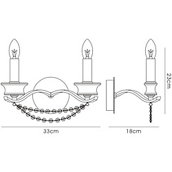 Acheter Luminaire Center Applique murale Nydia avec interrupteur 2 Ampoules chrome poli/cristal