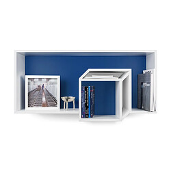 TemaHome - Étagère Murale Cube Cubic 100cm Bleu Foncé & Blanc 