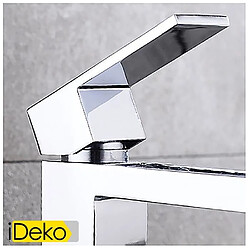 iDeko® Robinet Mitigeur lavabo cascade Robinet d'évier cascade contemporain Finition laiton chromé Un trou de mitigeur