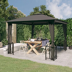 vidaXL Tonnelle avec parois et toit double 3x3 m Anthracite 