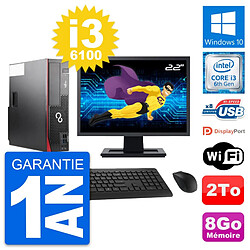 PC Fujitsu D556 DT Ecran 22" Intel i3-6100 RAM 8Go Disque 2To Windows 10 Wifi · Occasion 