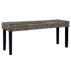 vidaXL Banc 110 cm Noir Rotin naturel kubu et bois de manguier massif 