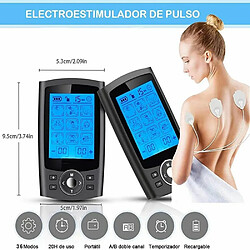 Tens Stimulateur musculaire 36 modes électriques EMS Acupuncture Massage corporel Thérapie numérique Machine amincissante Électrostimulateur double canal avec 10 coussinets anti-poussière - argent