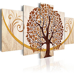 Decoshop26 Tableau toile de décoration murale impression premium en 5 parties sur châssis en bois motif Arbre doré de l'amour 200x100cm 11_0013901 