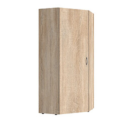 Pegane Armoire d'angle, meuble de rangement coloris imitation chêne - longueur 80 x hauteur 185 x profondeur 80 cm 