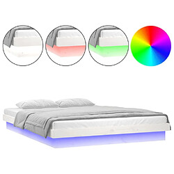 Avis vidaXL Cadre de lit à LED sans matelas blanc 140x190 cm bois massif