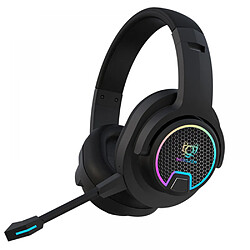 General Casque de jeu, casque de jeu avec lampe d'ambiance RVB, suppression du bruit, casque stéréo avec microphone, casque supra-auriculaire pour PC, PS4, PS5, Switch, Xbox One, Mac(noir)