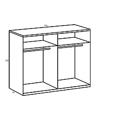 Avis Inside 75 Armoire MODRICH 225 x 228 cm porte coulissante 1 porte graphite 1 porte chêne vieilli 2 roulettes fontes