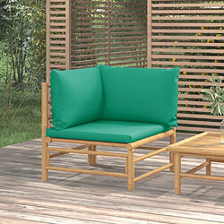 vidaXL Canapé d'angle de jardin avec coussins vert bambou 