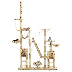 Arbre à chat,niche pour chat et griffoirs 230-250 cm Empreintes de pattes Beige -MN87157