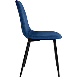 Avis Decoshop26 Lot de 4 chaises de salle à manger design moderne en tissu velours bleu pieds en métal noir 10_0001825