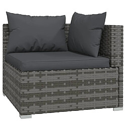 Acheter vidaXL Salon de jardin 3 pcs avec coussins Gris Résine tressée