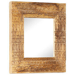 vidaXL Miroir sculpté à la main 50x50x2,5 cm bois de manguier solide