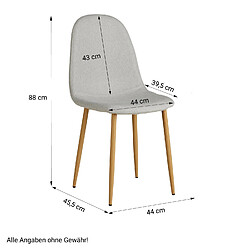 Avis Decoshop26 Lot de 4 chaises de salle à manger cuisine confortable et moderne en tissu gris pieds métal aspect bois CDS06204