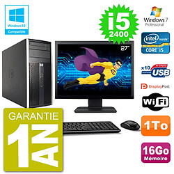 PC HP 6300 MT Ecran 27" Core i5-2400 RAM 16Go Disque 1To Graveur DVD Wifi W7 - Occasion