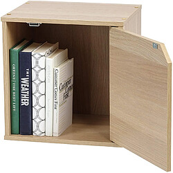 Avis Iris Ohyama, Cube de rangement modulaire en bois MDF avec porte, Beige, 34.9 x 29 x 34.4 cm