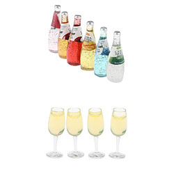 10 / Set 1/12 Bouteilles de Cocktail de Maison de Poupée Verre à Vin Cuisine Bar Jouets Décoratifs