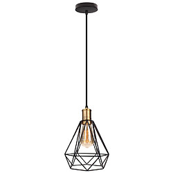 Stoex Lampe À Suspension en Diamant Rétro Lustre Créatif E27 Lampe Suspendue Antique Plafonnier Industriel Noir 20CM