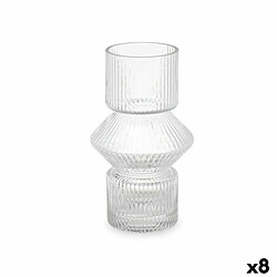 Gift Decor Vase Rayures Transparent Verre 9,5 x 16,5 x 9,5 cm (8 Unités) 