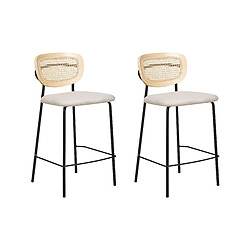 Beliani Tabouret de bar Set de 2 Tissu Beige clair MAYETTA 