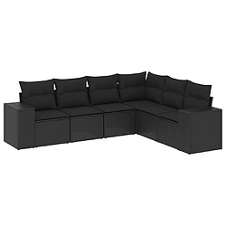 vidaXL Salon de jardin 6 pcs avec coussins noir résine tressée