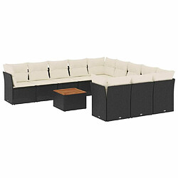 Maison Chic Salon de jardin 12 pcs avec coussins, Ensemble Tables et chaises d'extérieur noir résine tressée -GKD986111