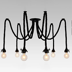 Sampa Suspension ou plafonnier design Mila 100cm réglable corde noir compatible LED