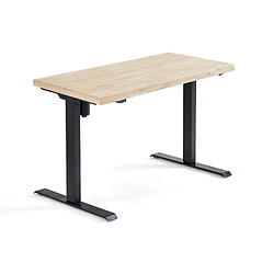 Bureau, table de bureau relevable en bois de chêne nordique, relevable motorisé - Longueur 120 x Profondeur 60 x Hauteur 76 - 126 cm -PEGANE-