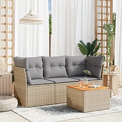 Maison Chic Salon de jardin avec coussins 4 pcs | Ensemble de Table et chaises | Mobilier d'Extérieur beige résine tressée -GKD97482