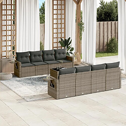 Maison Chic Ensemble Tables et chaises d'extérieur 9 pcs avec coussins,Salon de jardin gris résine tressée -GKD870170