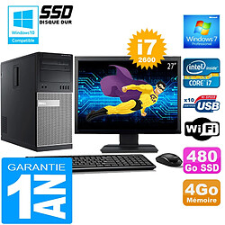 PC Tour DELL 7010 Core I7-2600 Ram 4Go Disque 480 Go SSD Wifi W7 Ecran 27" · Occasion 