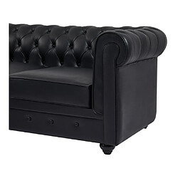 Vente-Unique Canapé d'angle droit chesterfield en cuir noir TOLEDO pas cher