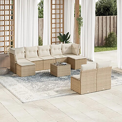 Maison Chic Salon de jardin avec coussins 10 pcs | Ensemble de Table et chaises | Mobilier d'Extérieur beige résine tressée -GKD74185