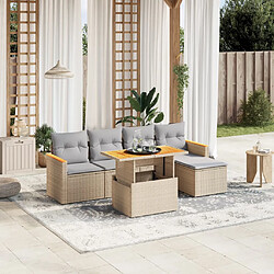 vidaXL Salon de jardin avec coussins 6 pcs beige résine tressée 