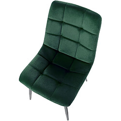 Decoshop26 Chaise de salle à manger x1 coutures décoratives carrées en tissu velours vert et métal noir 10_0002129